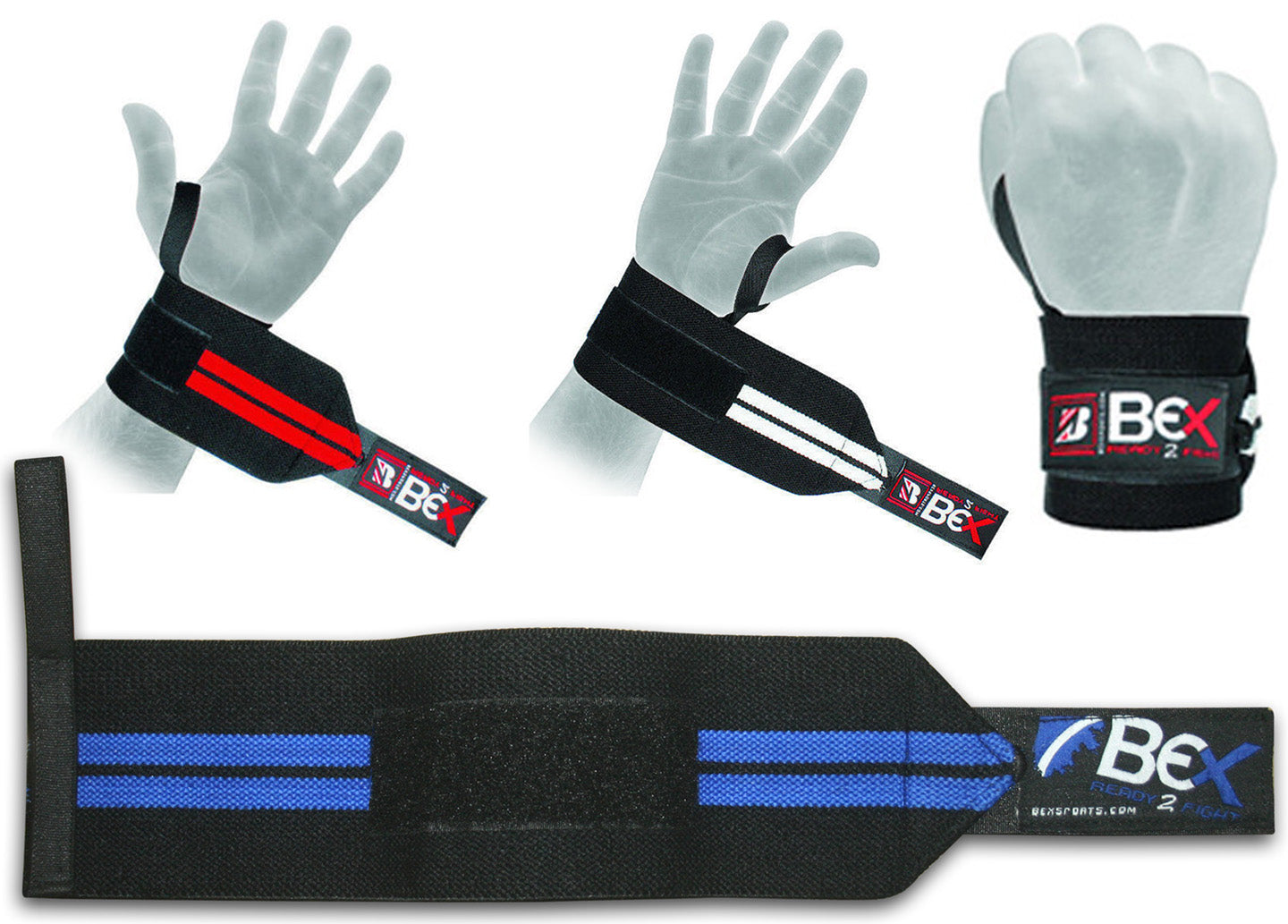 BEX Premium Quality Wrist Wraps Straps with Thumb Hook for Enhanced Stability